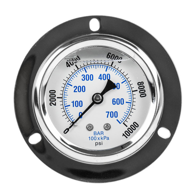 50mm Endüstriyel Sıvı Dolu Yağ Basınç Göstergesi Çift Ölçekli 0 - 70 Psi