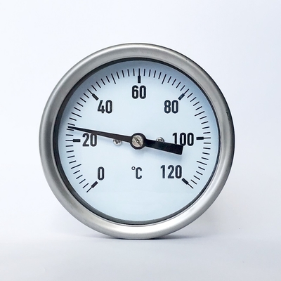 80mm Endüstriyel Bimetal Termometre Kimyasal BSP Bağlantılı Paslanmaz Çelik Termometre